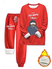 preiswerte Zweiteilige Sets-Damen Elegant Warm Mode Zweiteilige Sets Trainingsanzug Hosen-Sets Langarm Bischofsärmel Rundhalsausschnitt Rundhals Grafik Buchstabe Porträt Druck Outdoor Urlaub Täglich Schwarz Rosa Dunkelpink