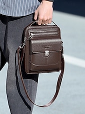 economico Borselli da uomo-borsa a tracolla da uomo in similpelle effetto ciottolo – borsa a tracolla vintage business-casual, multitasche, tracolla regolabile per lavoro, viaggi e spostamenti quotidiani