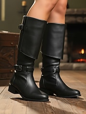 baratos Botas de montaria-Botas femininas conversíveis acima do joelho com cano dobrável, estilo casual retrô, design versátil para o dia a dia urbano