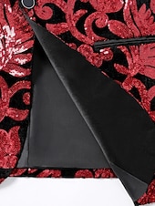 economico Blazer Classici da Uomo-Per uomo Blazer Cocktail party Ricevimento di matrimonio Moda Casual Primavera Autunno Poliestere Floreale Tasca Bottoni Confortevole Monopetto Giacca Rosso