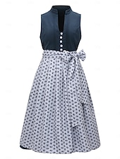 voordelige Vrouwen-Oktoberfest Jurken Dirndl Trachtenkleider hulp in de huishouding Bavarian Duits Weiden Dames Doek in traditionele stijl Kleding Schort Zonder blouse (75 cm)