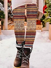 cheap Graphic Leggings-Women&#039;s Pants Trousers Leggings Streetwear Casual Full Length High Waist Striped Elastic Waist Print Breathability Comfortable Stretchy Vacation Street Daily Wear Black Grey Black 2# Yellow Pink