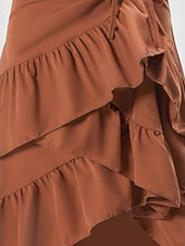 ieftine Fuste simple-Pentru femei Fustă Fusta cu volan Drăguţ Casual Maxi Talie Medie Fuste Simplu Bufantă Imprimeu Micro-elastic Stradă Ieșire Roșu Vin Negru Roz Îmbujorat Toamnă Poliester