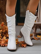 olcso Slouch Boots-női barna bő szárú, félvádrájú csizma – vastag sarkú, western stílusú csizma őszi divathoz, szabadtéri eseményekhez és hétköznapokra