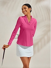 olcso Póló és Quarterzip-Női POLO trikó Fekete Fehér Rózsaszín Hosszú ujj Ing Női golffelszerelések ruhák ruhák, ruházat