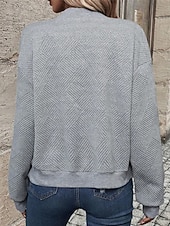 economico Felpe e Sweatshirt Texturizzati-Per donna Giacca Casual Confortevole Traspirante Cerniera Tasca Moda Moderno Casual Semplice Uscire Weekend Cerniera Regolare Collo alla coreana Vestibilità regolare Manica Lunga Capispalla Nero