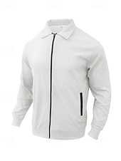 baratos Jaquetas Casuais-Homens jaqueta leve Jaqueta Waffle Jaqueta casual Férias Diário Respirável Bolsos Primavera Outono Tecido Moda Clássico Lapela Padrão Preto Branco Azul Royal cáqui Cinzento Casaco