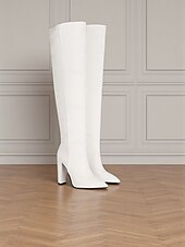 baratos Botas da moda-Botas femininas acima do joelho com design desleixado e saltos altos, estilo casual urbano para o dia a dia, perfeitas para roupas urbanas femininas e roupas descontraídas