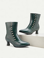 cheap Victorian &amp; Edwardian-Women's Edwardian Victorian Button Ankle Boots - Two-Tone Leather Retro Heeled Booties for Costume Events,Vintage Parties  and 1900s-1910s Historical Fashion