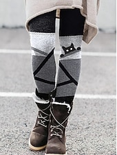 baratos Arte &amp; Design Impressão-Mulheres Leggings Férias Vintage Moda Comprimento total Cintura Alta Gráfico Abstrato Estampado Térmico / Quente Macio Respirável Com Stretch Ao ar livre Férias Rua Vinho Preto Azul Laranja Primavera