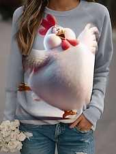 Women's Pullover Graphic Animal Casual Long Sleeve Crew Neck Regular Tops Casual Gray Spring Fall Winter4