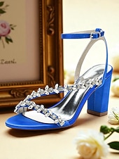 economico sposa-sandali bianchi con tacco a blocco per la sposa – scarpe da sposa impreziosite da cristalli con cinturino alla caviglia
