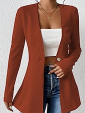 abordables Blazers y Trajes-Mujer chaqueta Cómodo Botones Moda Plano Noche Fin de semana Botonadura Simple Regular Escote en Pico Ajuste regular Manga Larga Ropa de calle Negro Blanco Vino Otoño