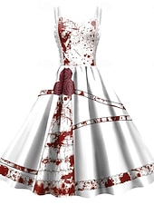 女性用スカルプリントミニドレス Aラインドレス カジュアル デイリー ホリデー レギュラーフィット スカル ノースリーブ スパゲッティストラップ ブラック ホワイト ワイン サビレッド 夏 春 秋 お買い得  頭蓋骨と骨のドレス-女性用スカルプリントミニドレス Aラインドレス カジュアル デイリー ホリデー レギュラーフィット スカル ノースリーブ スパゲッティストラップ ブラック ホワイト ワイン サビレッド 夏 春 秋