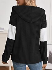 preiswerte Freizeitjacken-Damen Kapuzenjacke Bequem Patchwork Reißverschluss Lässig Farbblock Ausgehen Wochenende Reisverschluss Regulär Mit Kapuze Normale Passform Langarm Oberbekleidung Schwarz Hellgrün Rosenrot Herbst