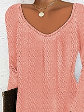 preiswerte Einfaches Kleid-Damen Minikleid Freizeitkleid Klassisch Modern Outdoor Urlaub Ferien Normale Passform Einfach Langarm V Ausschnitt Rosa Blau Herbst