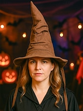 billige Halloween-tilbehør-Halloween-heksehatt til dame, vintage-stil trollmannskostymetilbehør, perfekt for cosplay og halloween-fester