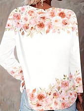 economico Maglietta Animali-Per donna Maglietta Stampato Floreale Grafico Cavallo Vintage Elegante Classico Manica Lunga Girocollo Top Regolari Quotidiano Rosa Primavera Autunno Inverno