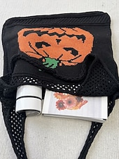 levne Tašky-Dámská pletená taška s motivem dýně na Halloween, černá kabelka přes rameno, ležérní nákupní taška na koledování na festivaly, večírky a každodenní nošení