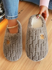 ieftine Flip-Flops de Damă-Papuci de pluș pentru femei cu desene animate și broderie cu ursuleți – pantofi moi și confortabili pentru dormitor și pentru uz casnic iarna