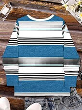billiga Randig och geometrisk t-shirt-Dam T-shirt Långärmad Grafisk Geometrisk Randig Vintage Stilig Klassisk Långärmad V-ringad Regula Tops Dagstryck Kungablå Himmelblå Vår Höst Vinter Förvår