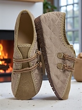 baratos Sapatilhas de mulher-mocassins femininos acolchoados, largos e sem cadarço, com acabamento em camurça sintética, calçados descalços antiderrapantes e conforto aconchegante para uso em casa e em trajes casuais