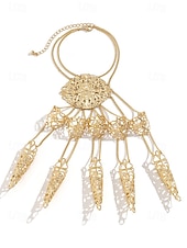 billige Halloween-tilbehør-Halloween gotisk fingerkloarmbånd til dame – vintage filigran metallhåndsmykke med kjedeledd til kostymefester, cosplay og heksestil
