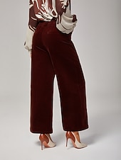 economico Pantaloni-pantaloni dritti in velluto a coste marrone rossiccio