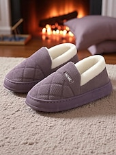 voordelige Damespantoffels &amp; slippers-gewatteerde pantoffels voor dames met voering van imitatiebont – warme huisschoenen voor de winter en koude vloeren
