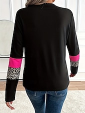 Femmes T-shirt Graphique Léopard Géométrique ancien Élégant Classique manche longue Col ras du cou Col rond Hauts Réguliers Quotidien Imprimé Rose Printemps Automne Hiver abordables T-shirt rayé et géométrique-Femmes T-shirt Graphique Léopard Géométrique ancien Élégant Classique manche longue Col ras du cou Col rond Hauts Réguliers Quotidien Imprimé Rose Printemps Automne Hiver