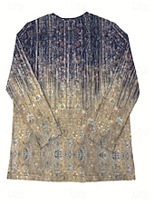 ieftine tricou boho-Pentru femei Tricou Imprimeu Floral Grafic Imprimeu Paisley Epocă Modă Stilat Manșon Lung Stil Nautic Rotund Topuri obișnuite Zilnic Sfârșit de săptămână Albastru piscină Albastru Prăfuit Mov