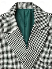 billiga Herrars klassiska kavajer-Herr Kavaj Företag Cocktailfest Bröllopsfest Mode Ledigt Vår Höst Polyester Hundtandsmönster Ficka Knappar Bekväm Dubbelknäppt Blazer Grön