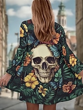 abordables Manteaux 3D-Femmes Manteau d&#039;Hiver Trench Léger Confortable Imprimé Front ouvert ancien Mode Occasionnel Fleuri Vacances Occasionnel Long Sans Col Coupe Ample manche longue Vêtements d&#039;extérieur Noir Vert