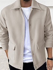 preiswerte Lässige Jacken-Herren Leichte Jacke Freizeitjacke Urlaub Täglich Atmungsaktiv Tasche Herbst Winter Einfach Mode Klassisch Revers Regulär Aprikose Schwarz Jacken