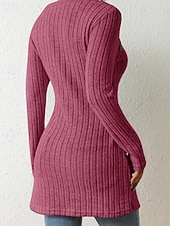 cheap Plain tee-Women's T Shirt Tee Top Buttons Asymmetrical Solid Color Elegant Fashion Long Sleeve Square Neck Regular Tops Daily Weekend Black Brown Rose Pink Gray Spring Fall