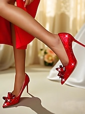 economico Formale-décolleté con tacco alto impreziosite da cristalli dorati da donna - stiletti a punta con strass scintillanti per matrimoni, feste serali e occasioni formali