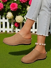 preiswerte Clogs &amp; Pantoletten für Damen-Damen-Slipper aus Kunstleder – atmungsaktive Komfort-Clogs mit Spitzenmuster für Gartenarbeit, Hauskleidung und Freizeitoutfits