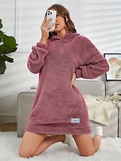 tanie Sukienki z kapturem i bluzą-Sukienka dresowa damska hoodie mini sukienka sukienka ołówkowa wakacje casual boho na co dzień sportowa wychodząca luźny krój gładki długi rękaw z kapturem różowy czerwony niebieski szary wiosna