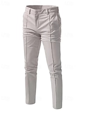 economico Chino-Per uomo Pantaloni Chinos Pantaloni plissettati Tasca Bottoni Semplice Comodità Formale Feste Lavoro Moda Stile Classico Nero Vino Micro-elastico