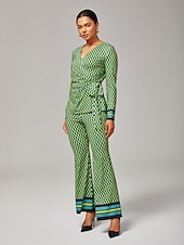 abordables Ensembles deux pièces-Femmes Féminin Chemise boutonnée Chemise Décontractée Arbre Rayé Occasionnel Tee-shirt Vert Broderie Boutons Manche Courte Élégant Bohème Vacances Col de chemise Été