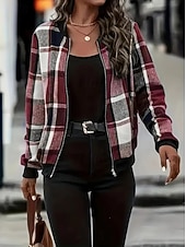 levne letecká bunda-Dámské Neformální bunda Zahřívací Rychleschnoucí Zip Kapsy Elegantní Módní Denní Jednoduchý Geometrický Dovolená Ležérní Denní Běžné / Denní Standardní baseballový obojek Běžný Dlouhý rukáv Svrchn