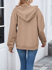 preiswerte Einfache Blusen-Damen Textur Bluse Kapuzenpullover Tasche Einfach Streetwear Lässig Langarm Mit Kapuze Normale Oberteile Straße Ferien Ausgehen Schwarz Rosa Braun Khaki Grau Herbst