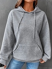abordables Hauts Simples-Femmes Sweats à capuche Uni Occasionnel manche longue À capuche Hauts Réguliers Rue Tenue Quotidienne Avec Poches Imprimé Noir Blanche Rose Claire Vert Véronèse Bleu de minuit Automne Hiver