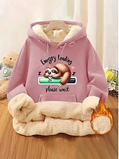 رخيصةأون قمصان مخططة وهندسية-نسائي كنزة صوفية حيوان كاجوال كم طويل مع قبعة قمصان عادية شارع مناسب للبس اليومي طباعة أسود وردي بلاشيهغ أحمر أخضر الخريف الشتاء