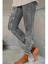 abordables Estampado Floral-Mujer Polainas Vacaciones Vintage Estilo Étnico Hasta el Tobillo Alta cintura Floral Graphic Impresión 3D Secado rápido Transpirabilidad Suave Elástico Diario Hogar Exterior Rojo Azul Verde Trébol