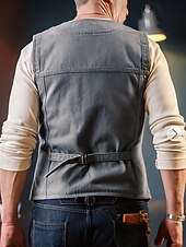 ieftine Vesta bărbați-Bărbați Γιλέκο Gilet În aer liber Zilnic Modă Casual Primăvară Toamnă Buzunar Nasturi Poliester Comfortabil Simplu Un singur rând, un nasture În V Fit regulat Bleumarin Gri Vestă
