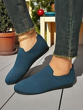 economico Sneakers da donna-sneakers slip-on flyknit da donna: scarpe casual leggere e traspiranti per camminare, viaggiare, Natale e per tutti i giorni