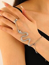 economico Accessori di Halloween-Set di braccialetti e anelli a forma di serpente per Halloween da donna: gioielli con catena regolabile in stile punk gotico con motivo a serpente per feste, cosplay e accessori per serate fuori