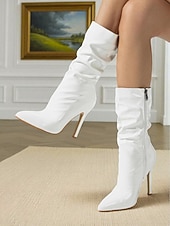 levne Slouch Boots-Dámské červené lakované kotníkové boty na jehlovém podpatku z umělé kůže se zapínáním na zip - stylová obuv na podpatku pro každodenní nošení, do nočních klubů i na diskotéku