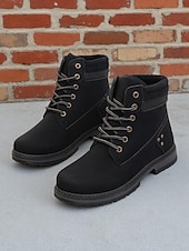 baratos Botas de combate-Botas femininas clássicas com cadarço – botas de trabalho duráveis estilo combate para outono, inverno e roupas casuais ao ar livre